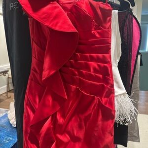 Elegant Red Ruffled Dress